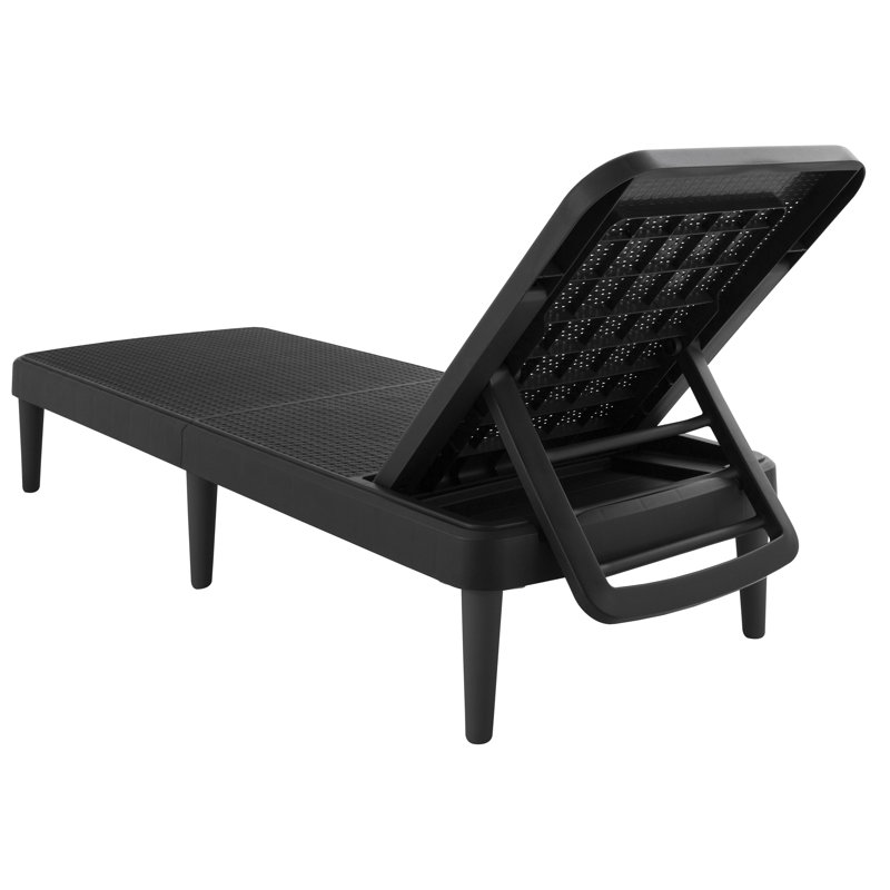 Luman All Weather Resin Chaise Lounge, Black