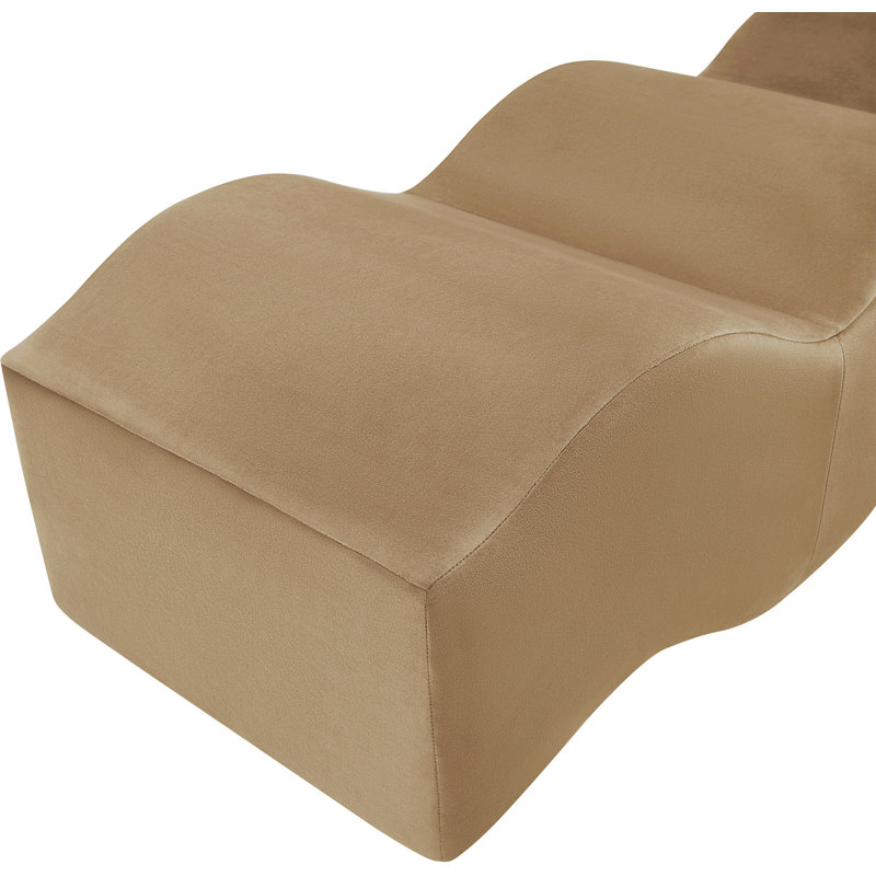 Banc en velours Leavon, Velours beige