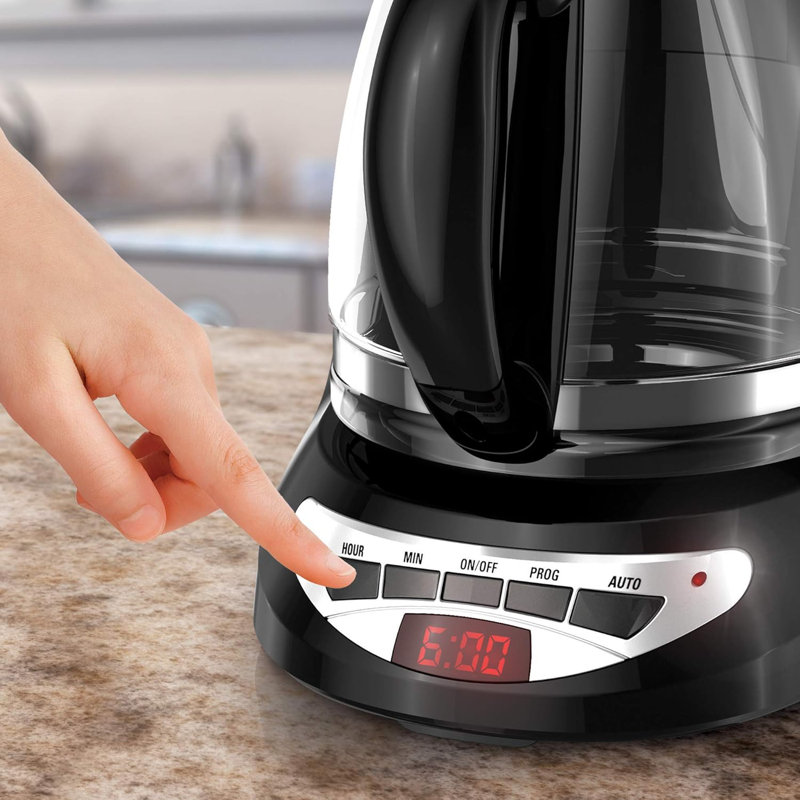 Sleek 12-Cup Black Programmable Coffee Maker with Auto Shutoff
