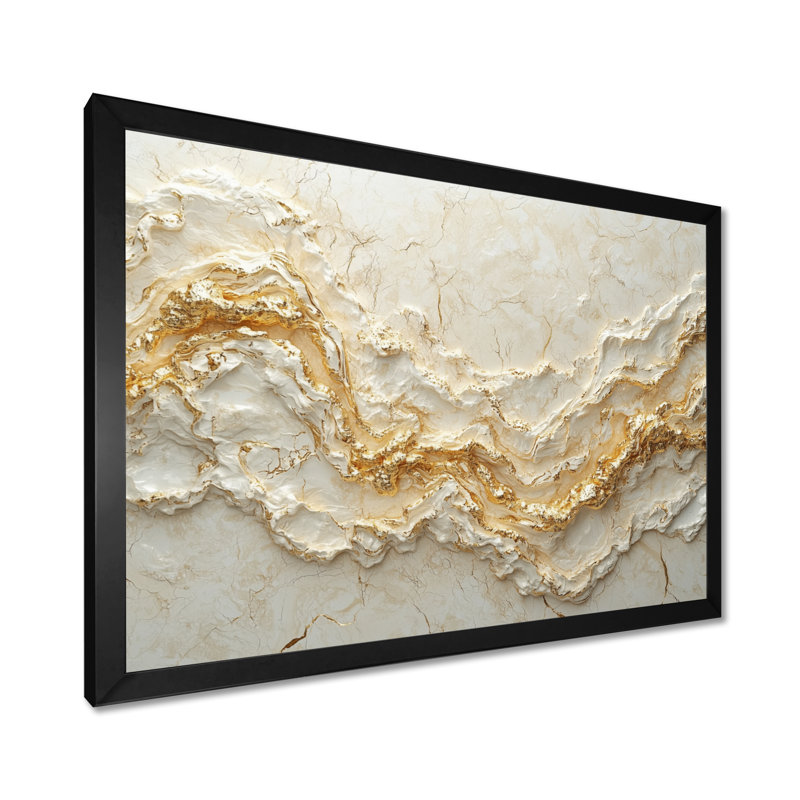 Oasis de marbre doux et neutre I - art abstrait en marbre, Cadre simple, Noir, H 12 po x l 20 po
