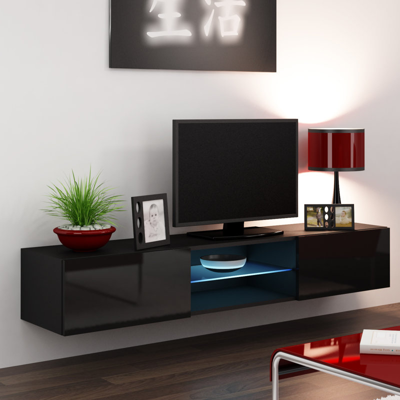 Robertson TV Stand, Black/Glossy Black