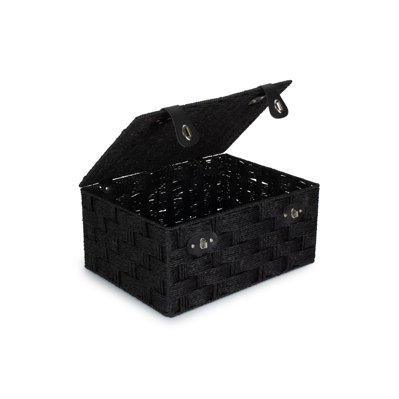 Paper Rope Gift Storage Hamper Basket, Black