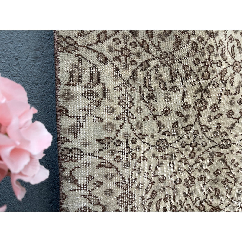 Tapis de style patchwork en laine beige 44,5 x 76 pouces, style classique