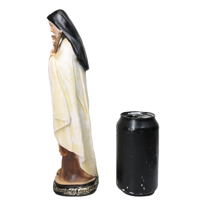 Carmelite Order Saint Theresa of Lisieux With Roses and Crucifix Figurine 11" H