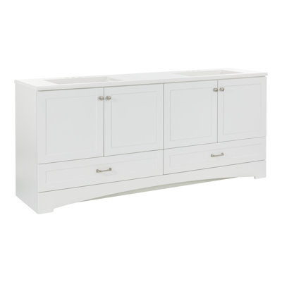 Ensemble de meuble-lavabo double 72 po avec 2 armoires, 2 tiroirs et plateau en marbre de culture Emlyn