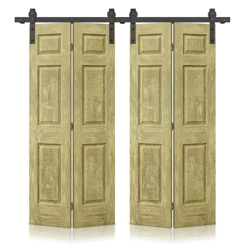 Portes de grange doubles en panneaux de fibres à densité moyenne composites avec ensemble de quincaillerie d'installation