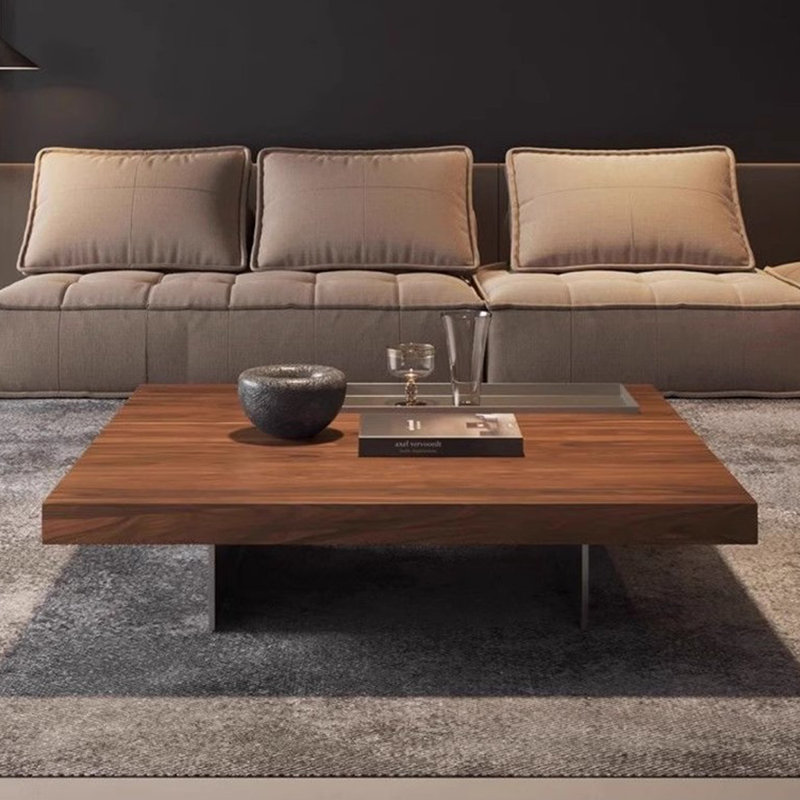 Walnut Solid Wood Square Coffee Table, 11.02" H x 39.37" W x 39.37" D
