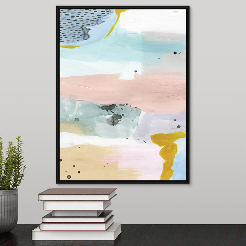 « brouilléed daybreak iv », peinture sur toile, Cadre flottant noir, H 25,7 po x l 19,7 po x P 1,75 po