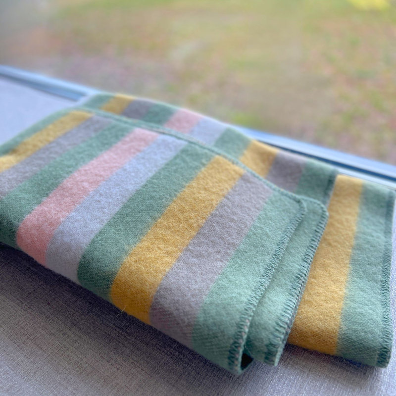 Sage Meadow Stripe Wool Blanket