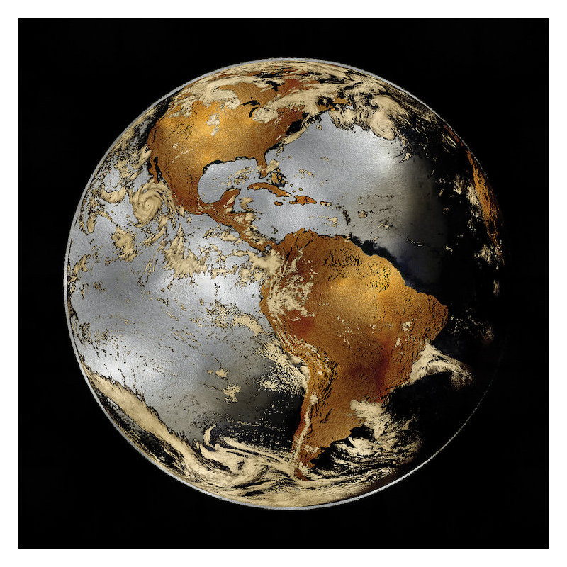 «World Turning II», impression sur toile, H 18 po x l 18 po x P 1,5 po, Toile avec cadre noir, Pas de tapis