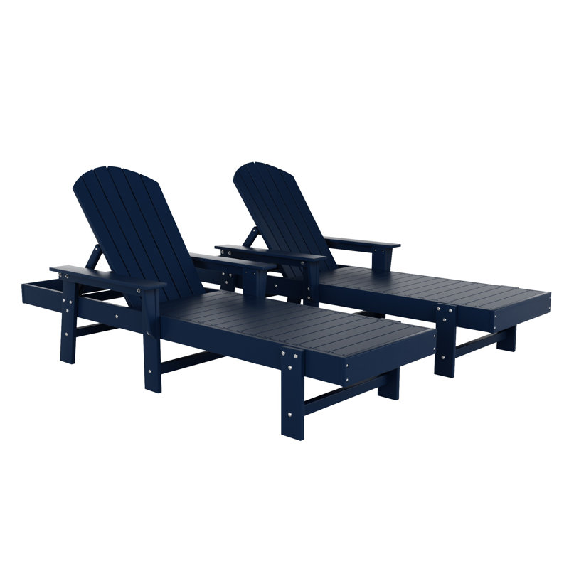 Chaise longue inclinable longue avec table Altura 77,6 po, Bleu marine