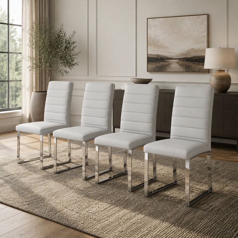 Ensemble de 4 chaises robustes avec coussins épais de 2,1 pouces, structure en fer, idéal pour la maison ou le bureau, couleurs classiques, valeur