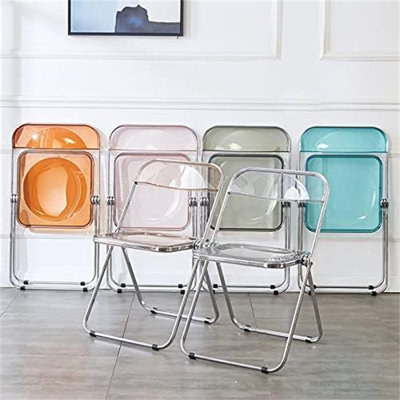 Luxury Modern Acrylic Folding Chair Transparent Chairs-Ghost Stackable Crystal Folding Chair-PC Plastic Living Room Seat-Chrome Frame And Foldable Acrylic Chair