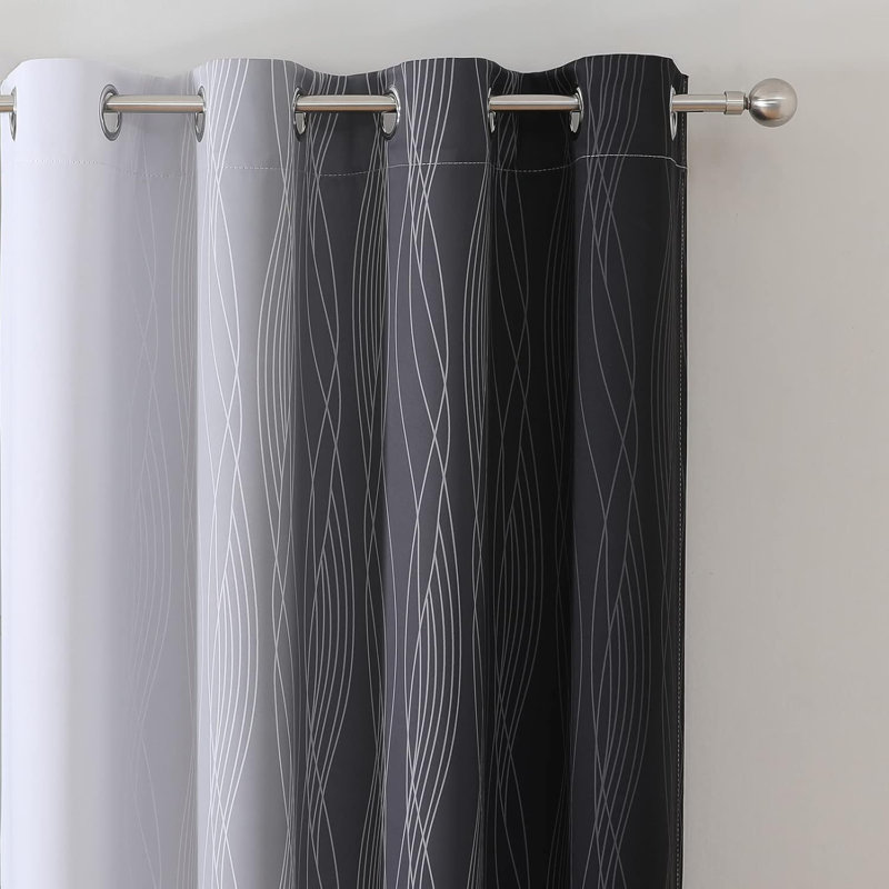 Blackout Curtain Pair, Black/Greyish White