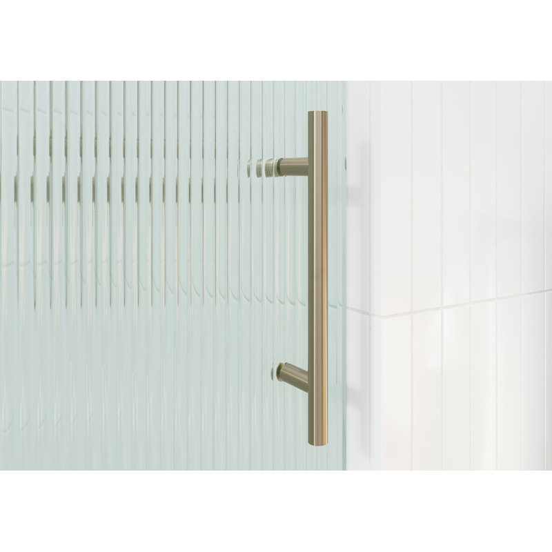 Galaxy 56 - 60 in. x 78 in. Fully Frameless Fluted Sliding Shower Door, Right Hand, Brushed Bronze