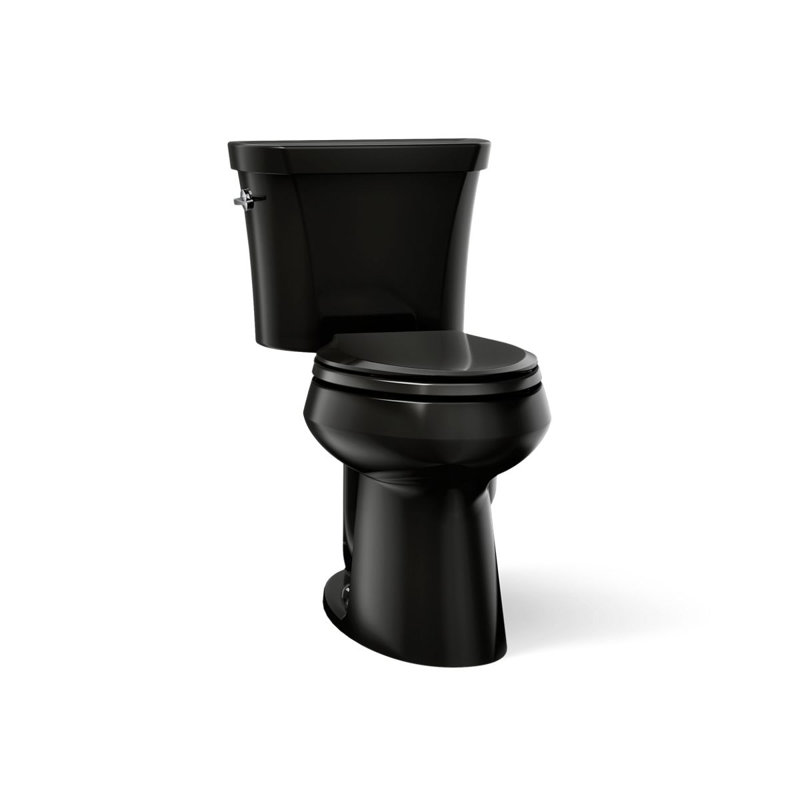 Highline 1.6 GPF Elongated Two-Piece Toilet, Black, Left-Hand