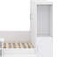 Lit plateforme avec tiroirs de rangement intégrés, étagères, bureau et garde-robe-446300566