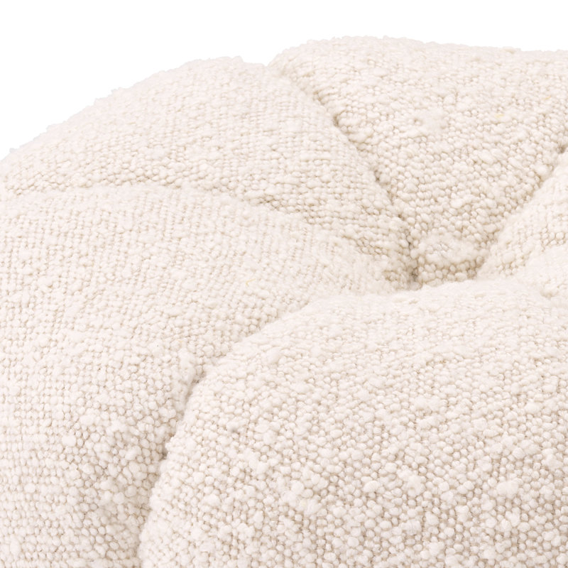 Orchanic Upholstered Ottoman, Bouclé Cream Polyester Blend