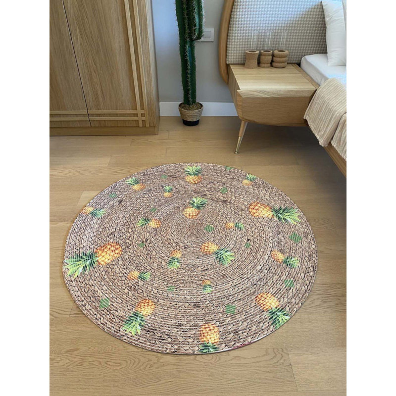 Napoli Cotton Floral Indoor / Outdoor Rug, Round 2'8"