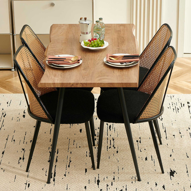 Serene Rectangular Table Set for 4, Black
