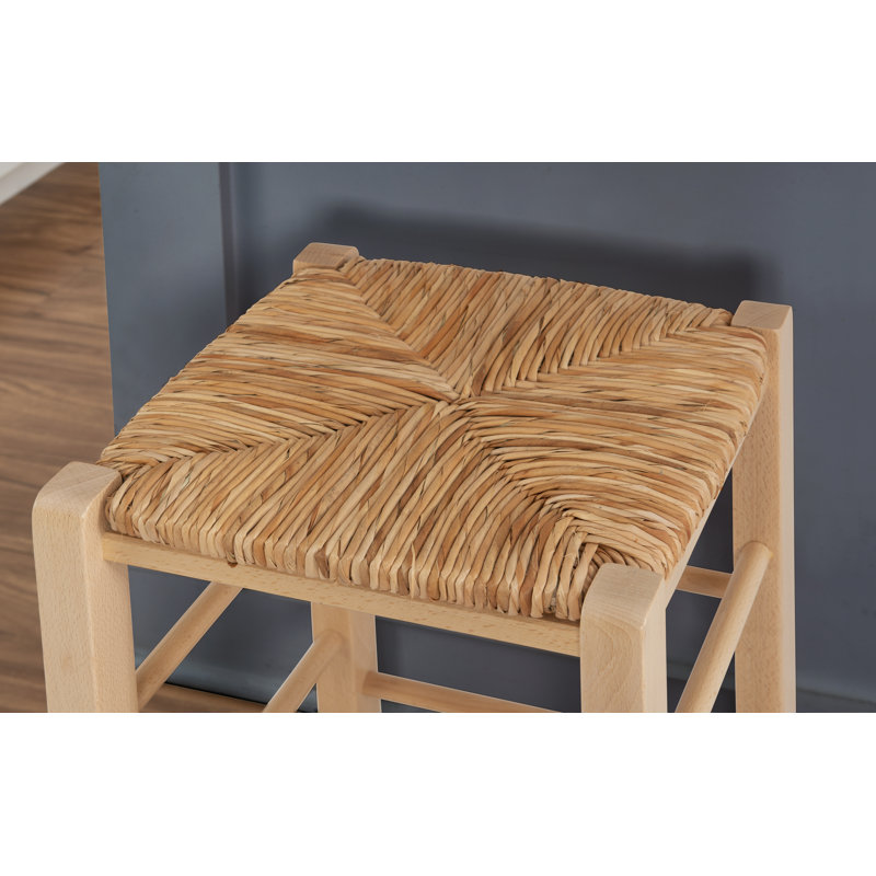 Tabouret de bar et de comptoir avec siège en rotin Halvorson, Naturel, Tabouret de comptoir (siège d'une hauteur de 25 p