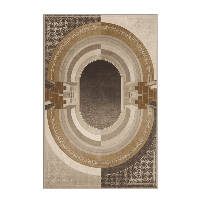 Machine Washable Entertainment & Pop Culture Open Air Amphitheater Classic Oriental Rug in Beige – Beige Binding, 6x9