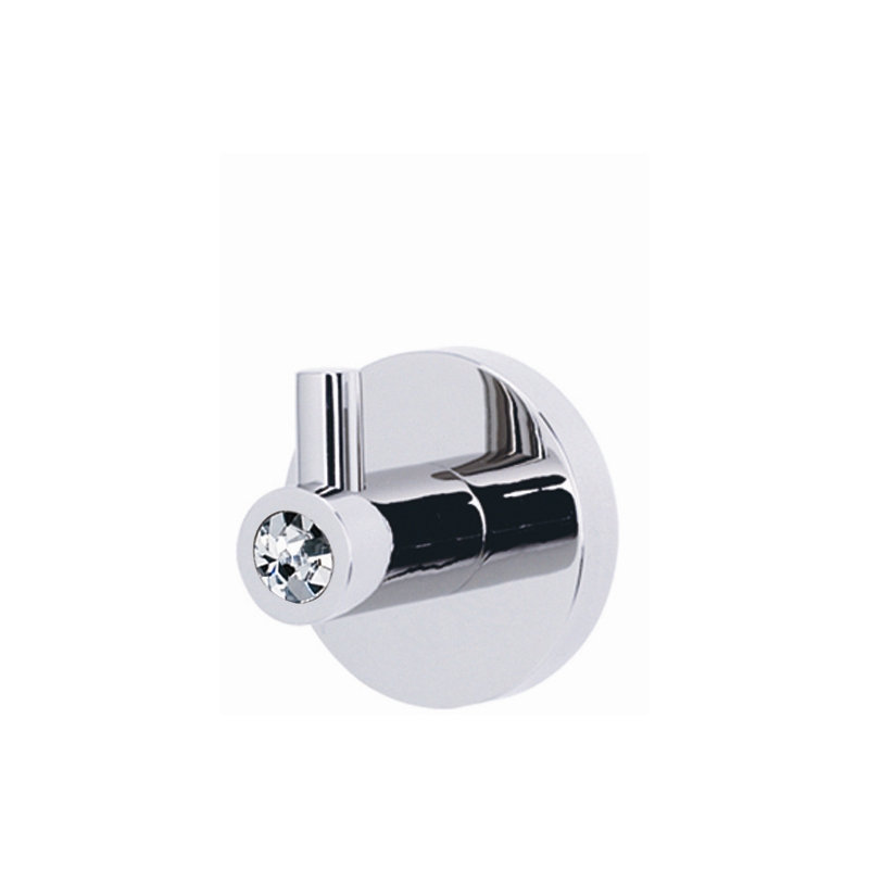 Swarovski Crystal Single Robe Hook, Polished Chrome