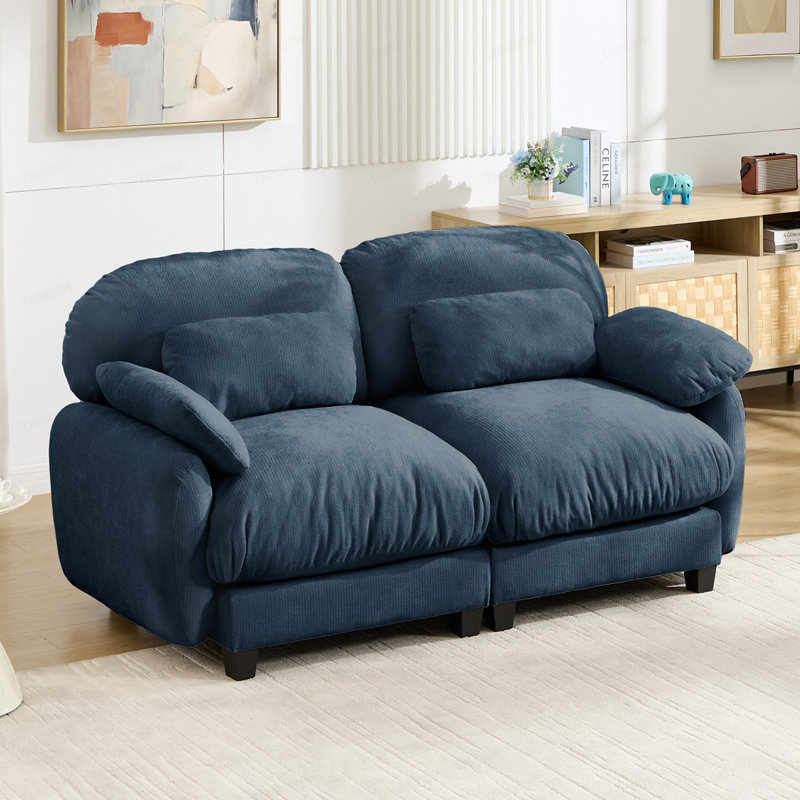 Canapé 2 places Cloud Feel, canapé modulaire en tissu chenille doux avec siège profond, causeuse combinée gratuite