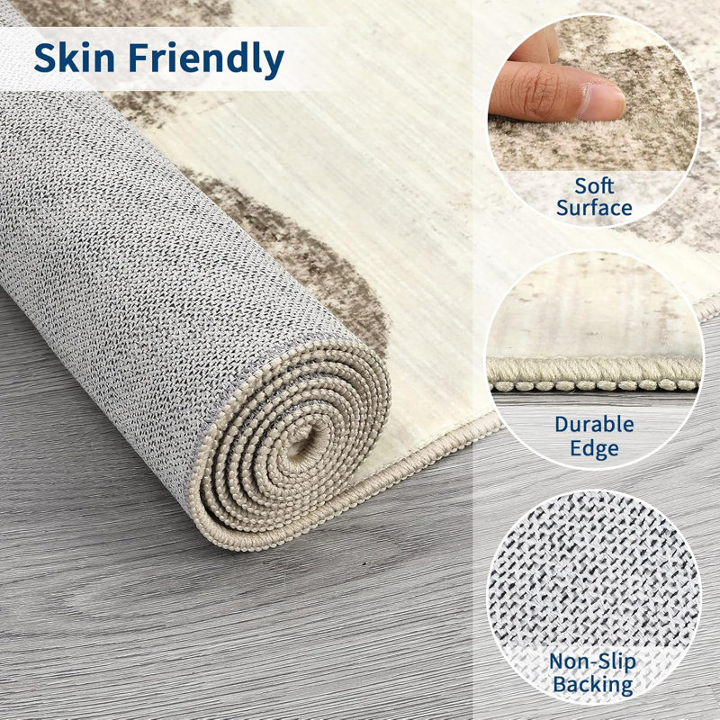 2x6 Washable Runner Rug, Soft Non-Slip, Low Pile, Thin, Snake Print, Contemporary Accent Carpet for Kitchen, Hallway, Laundry.