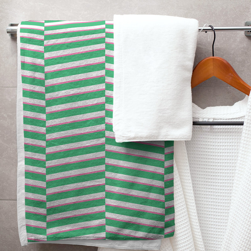 Jaya Bath Towel, Green/Pink