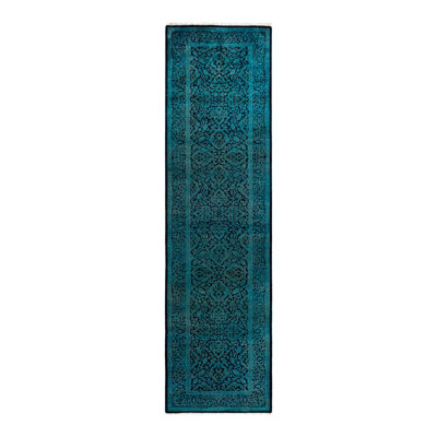 Tapis bleu / noir Newy Overyed One-of-a-Kind 2 pi 8 po x 9 pi 10 po