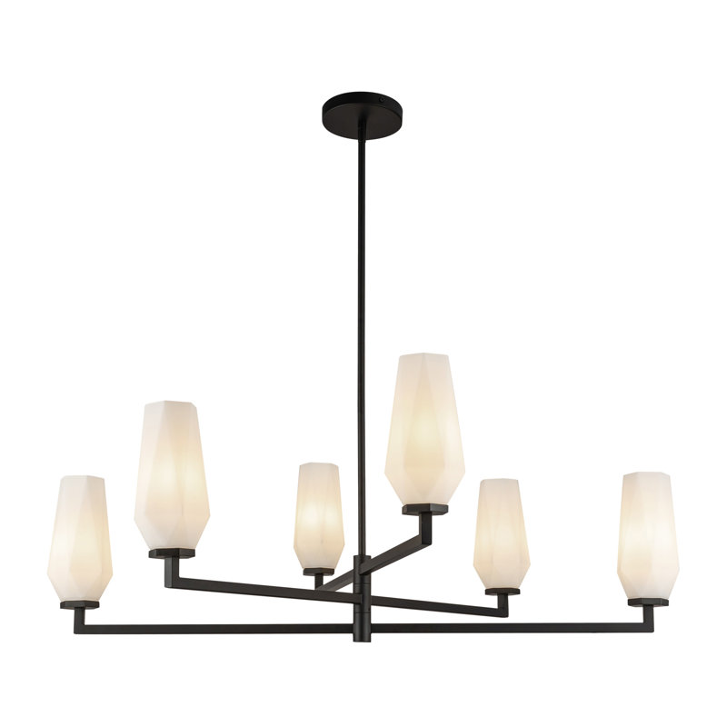 Lustre à niveaux 6 lumières Krysta, Noir mat