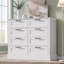 Commode de style champêtre de 107 cm de large avec 8 tiroirs pour chambre et salon, meuble de rangement moderne blanc avec poignée en métal