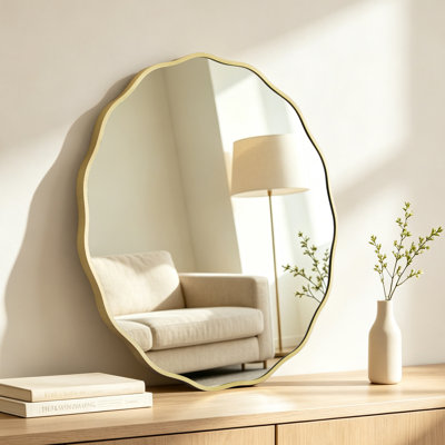 Aluminum Round Wavy Mirror Modern Home Décor