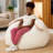 Raven-Symoné Home Hopseat Bunny Oval Shaped Large Bean Bag Chair With Ears, Ultra Soft Shearling - Cloud White-1053518505