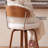 Swivel Beige Bar Stools Set of 4, 26" Upholstered Counter Height Bar Stools with Back and Wood Legs, Faux Leather Modern Barstools for Kitchen Counter-357890535-357890552