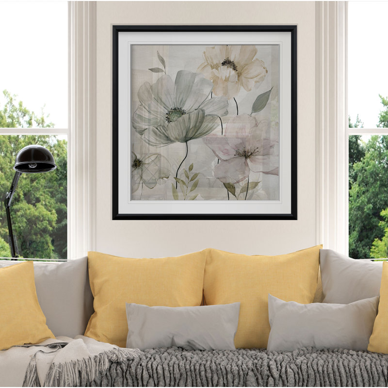 «Garden Grays Détail II», peinture, H 16 po x l 16 po x P 2 po, Impression encadrée, Noir