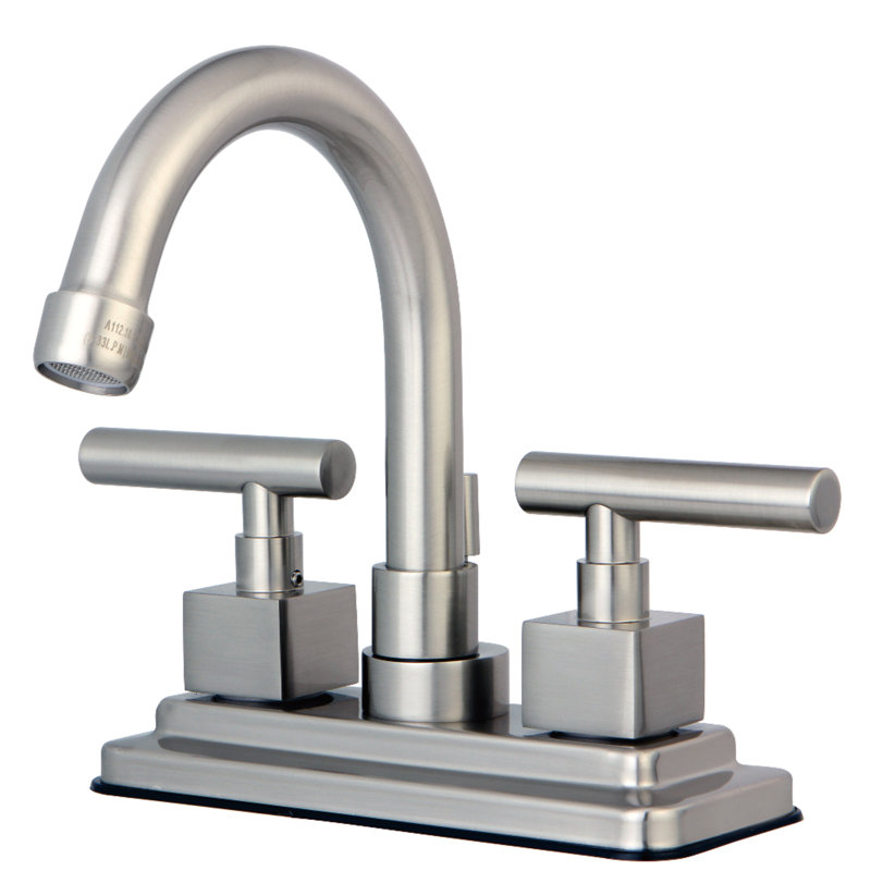 Kingston Brass Claremont Two-Handle 3-Hole Deck Mount 4" Centerset Bathroom Faucet with Brass Pop-Up