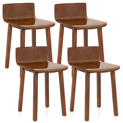 Dining Chairs with Acacia Wood Legs Curved Seat & Low Back for Home