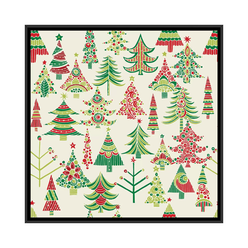 Arbre de fêtes, impression sur toile tendue, H 18 po x l 18 po x P 1,5 po, Toile avec cadre noir