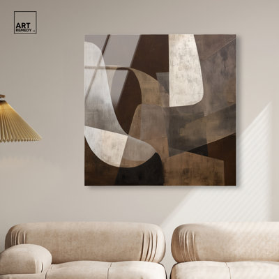 «Fossil Layers III», reproduction d'art sur acrylique par Art Remedy, prête à être suspendue, 40 x 40