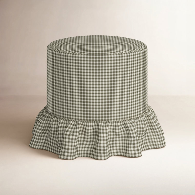 Oval Ottoman, Laurel Checkered