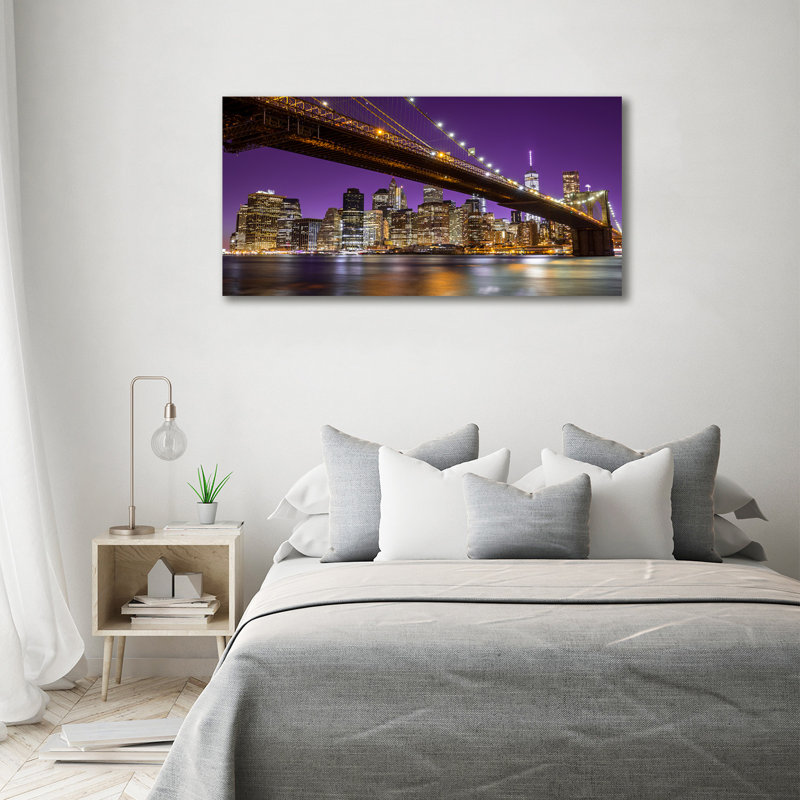 Manhattan By Night - Wrapped Canvas Print
