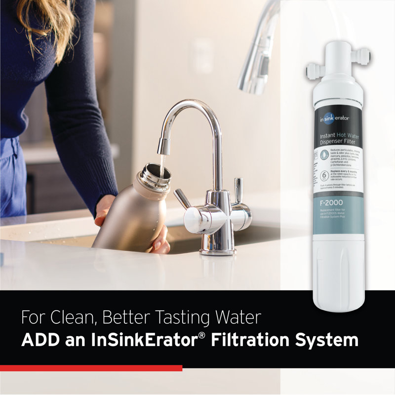 HOT250 Instant Hot and Cold Water Dispenser System, 2-Handle 8.21 in. Water Faucet with Tank, Chrome