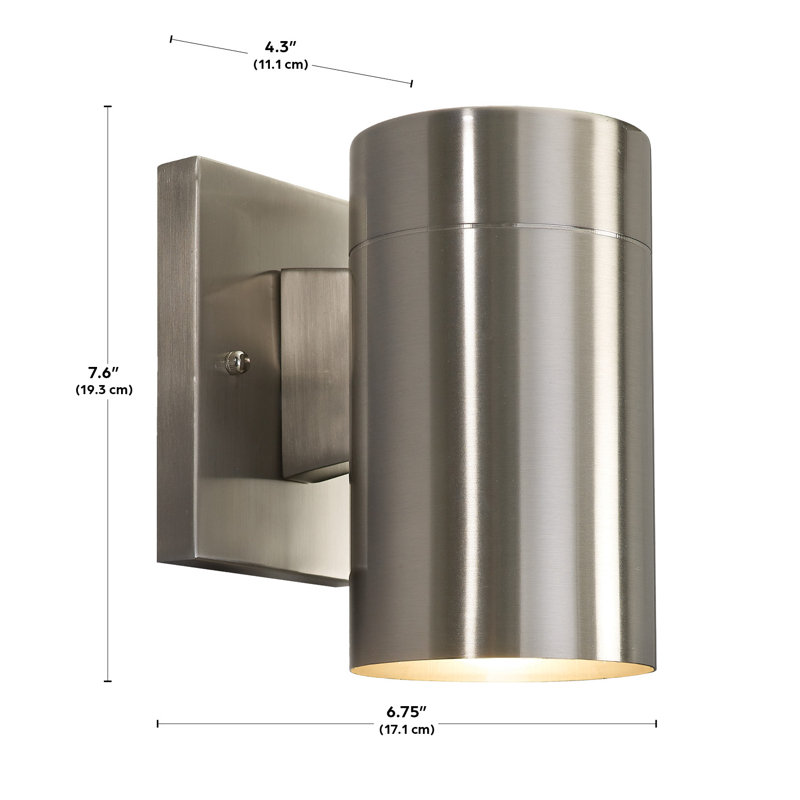 Applique murale d'extérieur à bras H 7,5 po Allmond, Nickel brossé