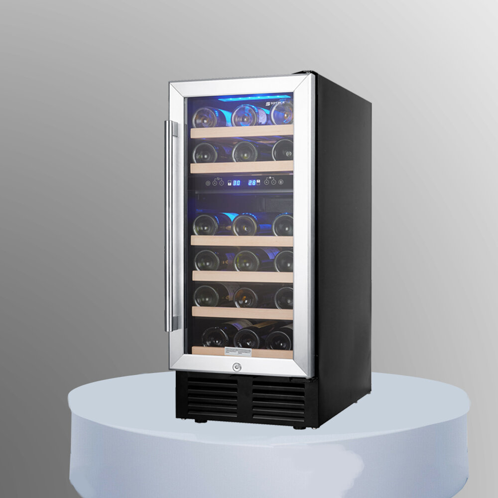 Yeego 15-in W 28-Bottle Capacity Stainless Steel Dual Zone Cooling Built-In  /freestanding Wine Cooler in the Wine Coolers department at