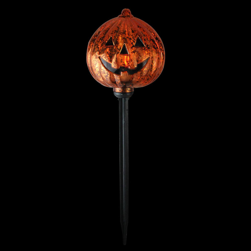 3-Count Orange and Black Pre-Lit Flickering Pumpkin Halloween Pathway Markers 15.5"