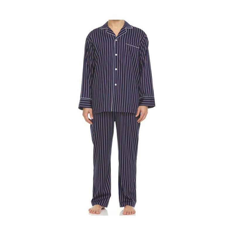 Peignoir 50% coton avec poches Redenc, Bleu marine / brun / blanc, M