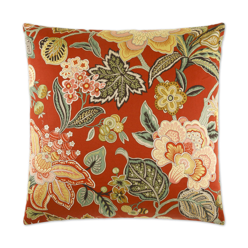 Augustus Square Pillow Cover & Insert, Red Floral, 22"H x 22"W