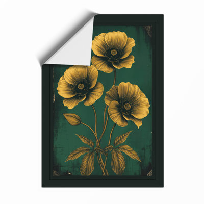 Golden Blooms Study Botanical - Framed Print